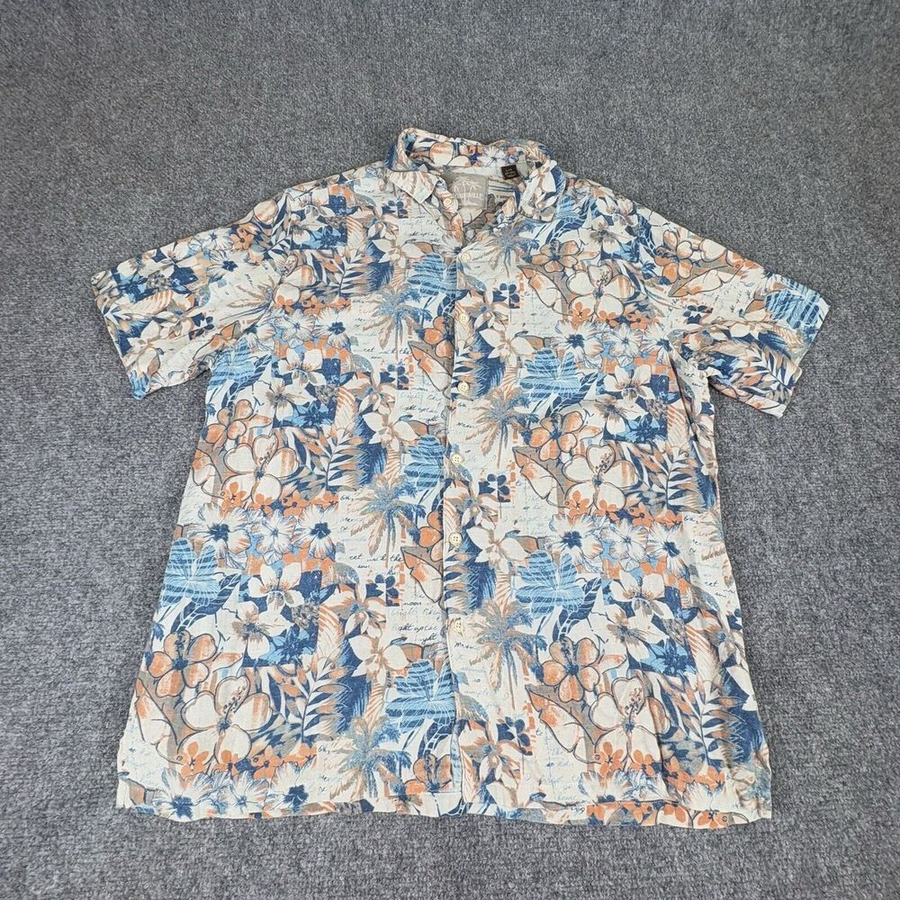 Margaritaville Shirt Mens L Hawaiian Floral Silk Linen Beach Resort Cruise Dad‎ - Picture 14 of 14
